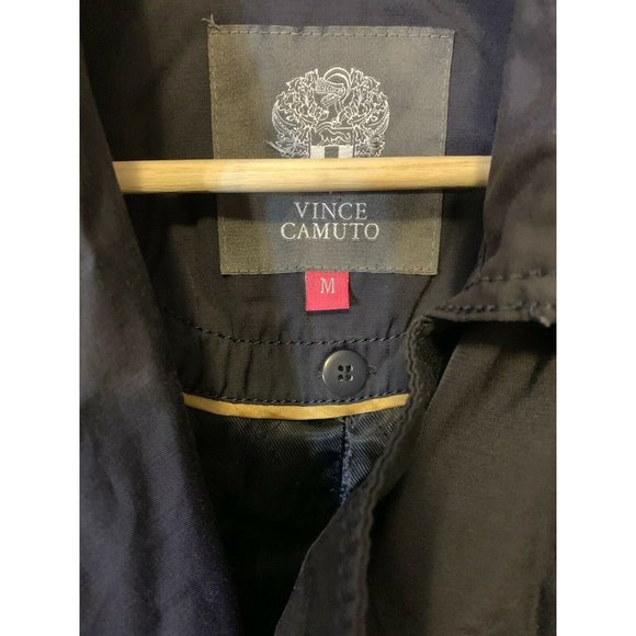 Vince Camuto Women’s Sz M Blue Jacket Trench Coat with belt rain - Picture 2 of 11